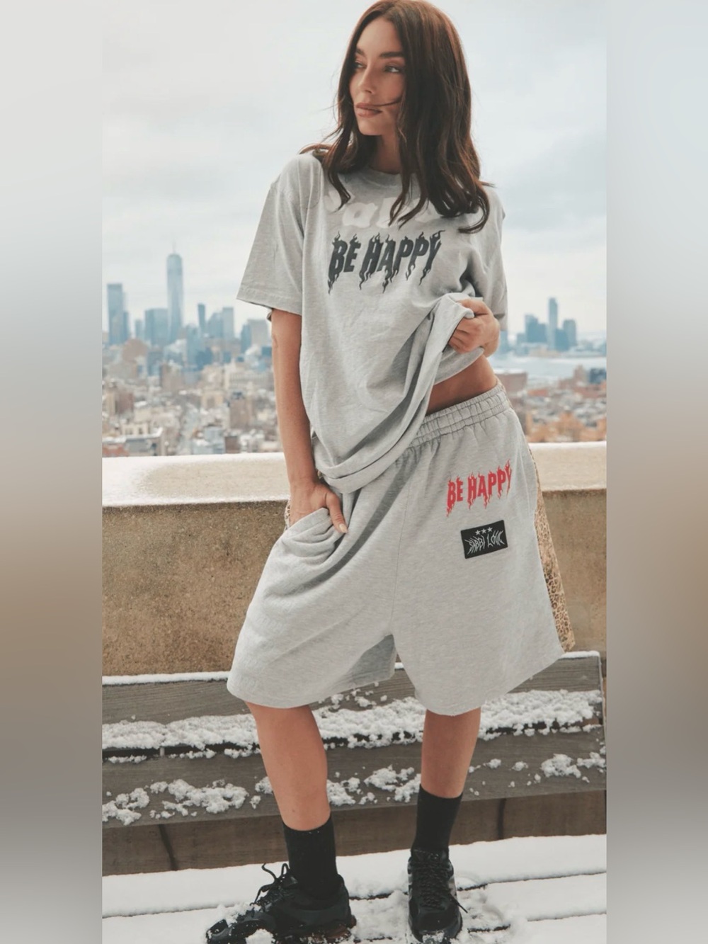 Sabbi THE BE HAPPY TEE - GREY